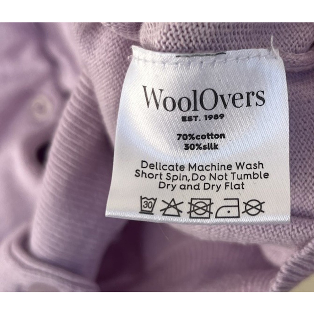 WoolOvers Lilac Cropped Silk Blend Cardigan Women’s Small Soft Minimal Preppy - Picture 6 of 6